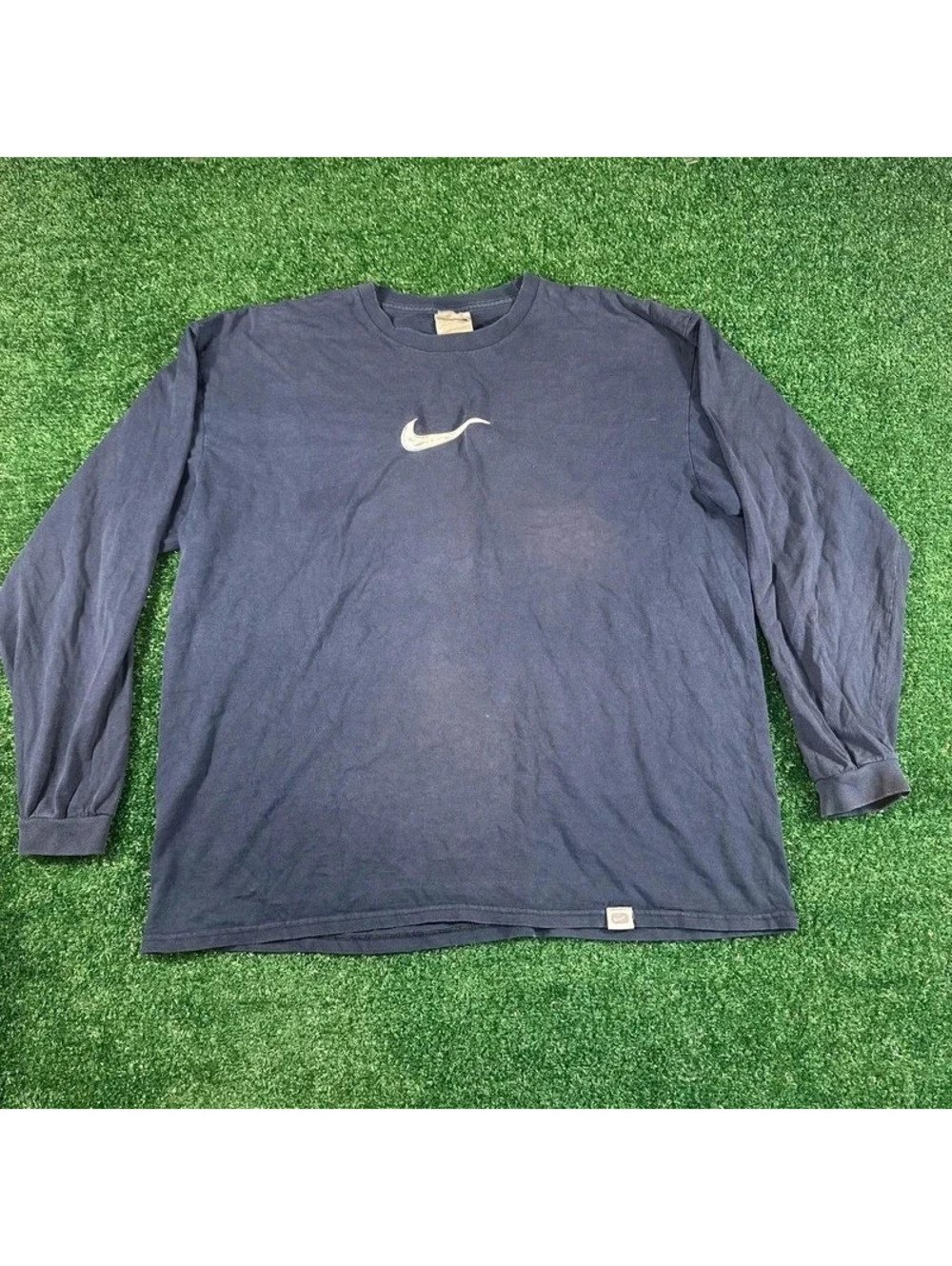 Y2K navy blue fade Nike grey tag long sleeve shirt size xl